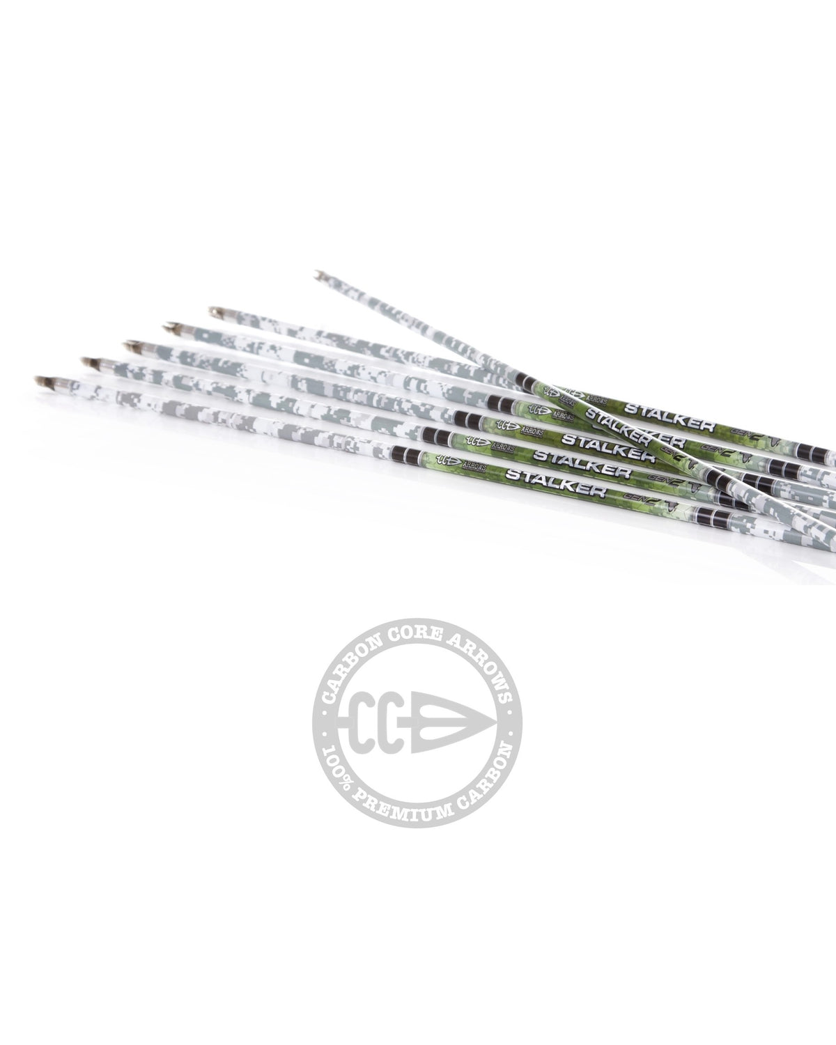 Carbon Core Stalker 6.2mm Carbon Arrow Shafts | Camo Edition (.003") | High-Visibility Diagnostics
