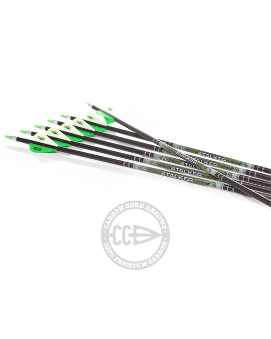 Carbon Core Stalker 6.2mm Prefletched Arrows | .800 Spine (.003")